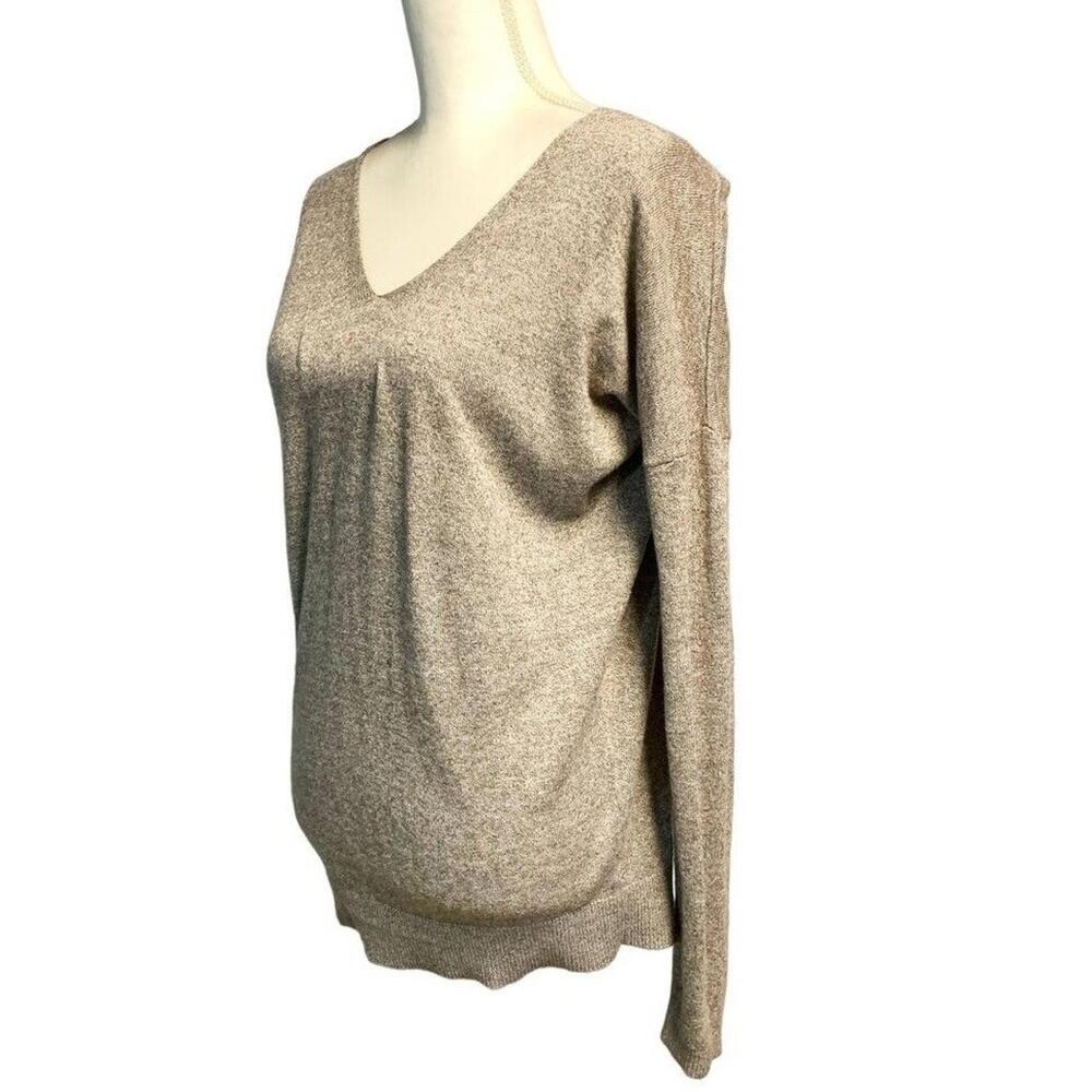 Express Wool Blend Brown V Neck Long Sleeve Stretchy Knit Sweater Women's Small - Picture 2 of 6